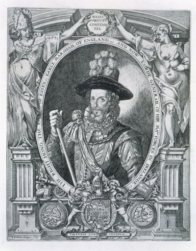 Portrait of Robert Devereux 2nd Earl of Essex, commemorating his Lord Lieutenancy of Ireland, 1599 by William Rogers